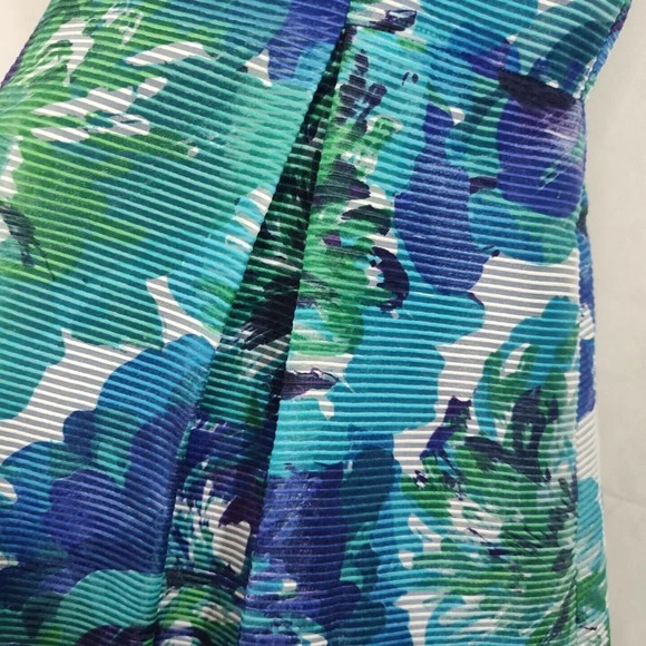 Adrianna Papell Blue Green Floral Fit and Flare Dress Women Size 6 Sleeveless - Picture 3 of 8